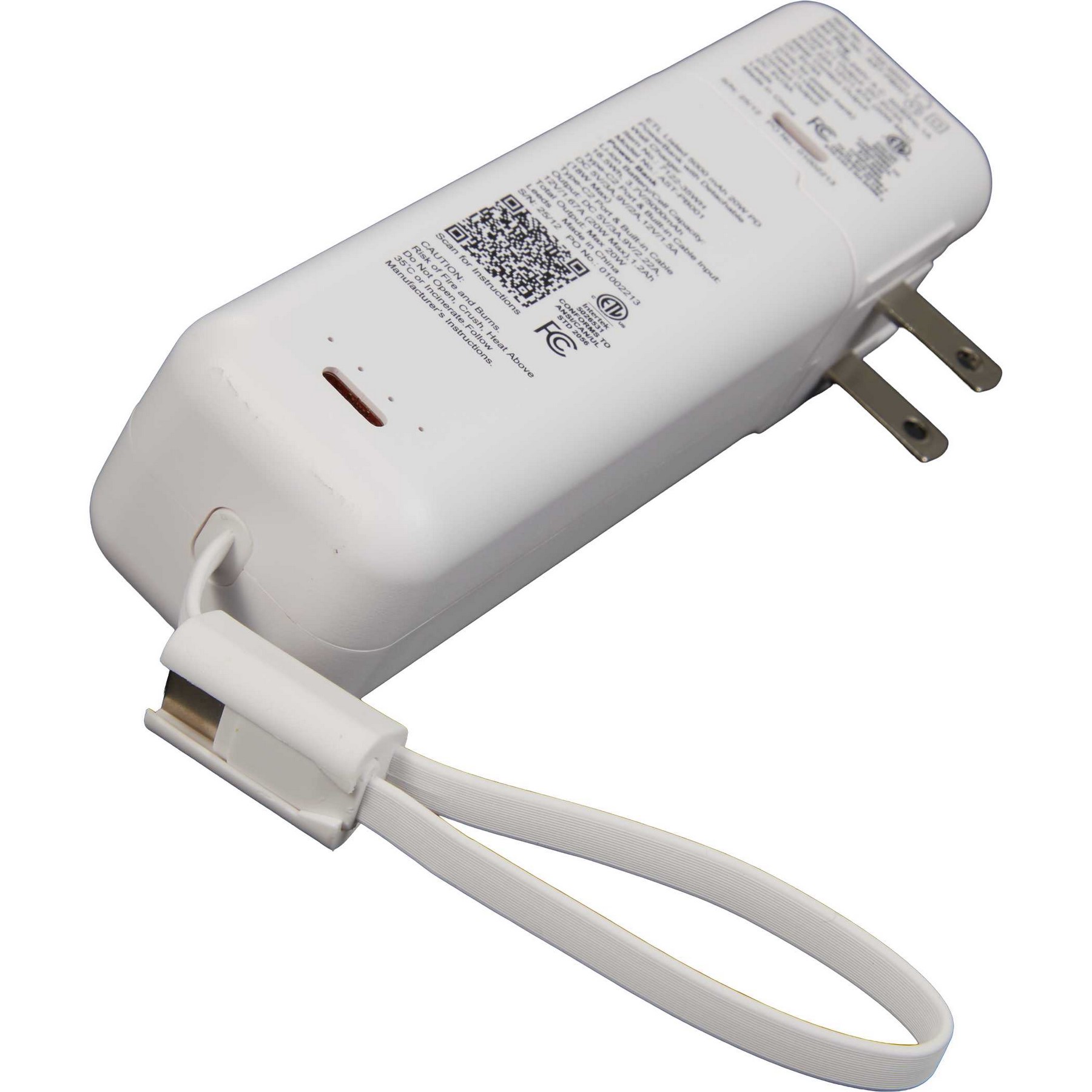 Picture of ETL Listed 5000 mAh 20W PD Power Bank with AC Plug