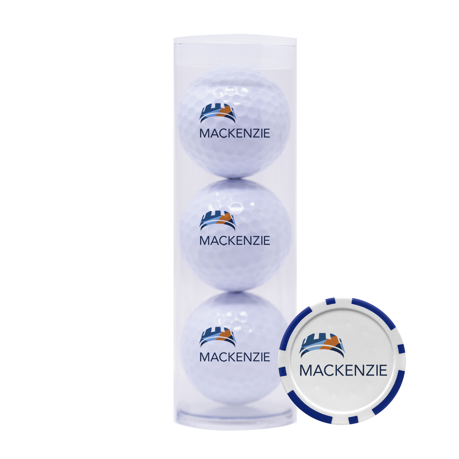 Picture of Golf Balls Tube with Poker Chip Ball Marker