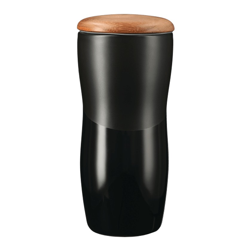 Picture of Reno Double Wall Ceramic Tumbler w/Wood Lid 10oz