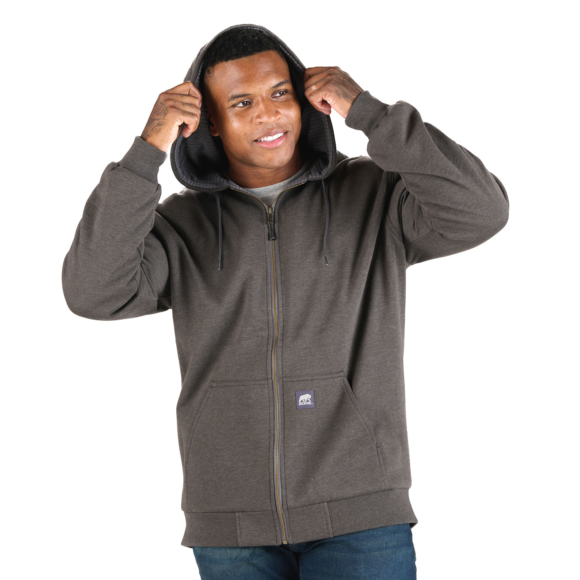 Picture of Berne Heritage Grid Fleece-Lined Zip Sweatshirt - Men's