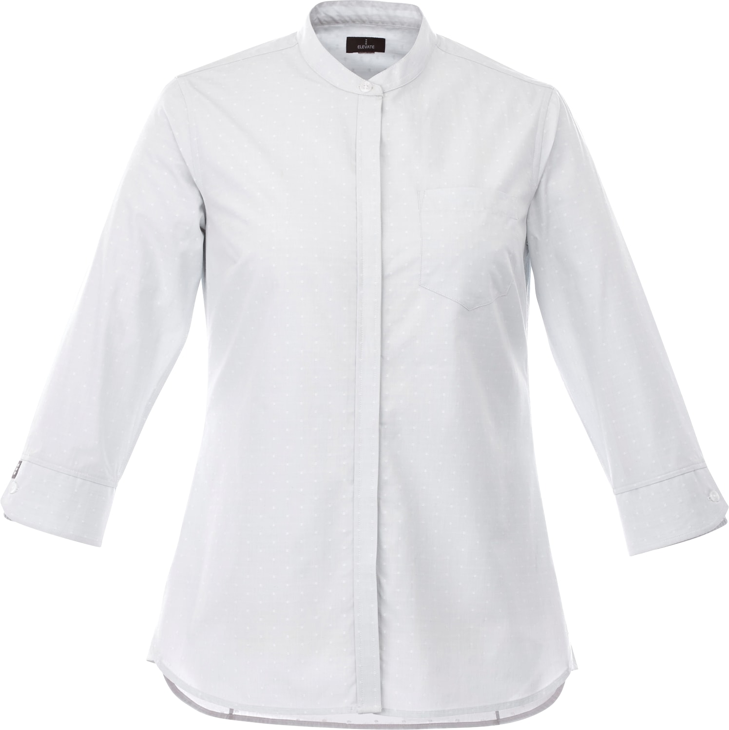 Picture of Women's HUNTINGTON Three Quarter Sleeve Dotted Mandarin Collar Button Up Shirt