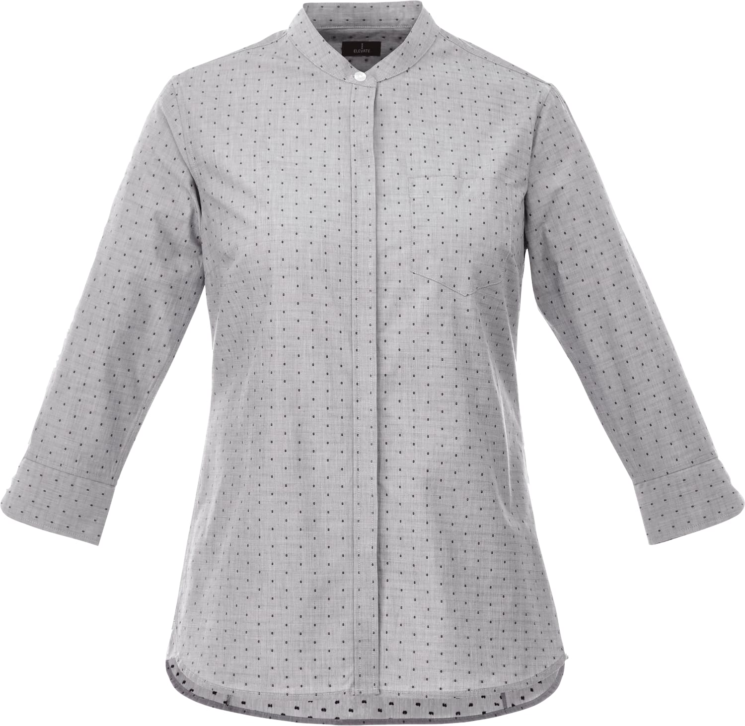 Picture of Women's HUNTINGTON Three Quarter Sleeve Dotted Mandarin Collar Button Up Shirt