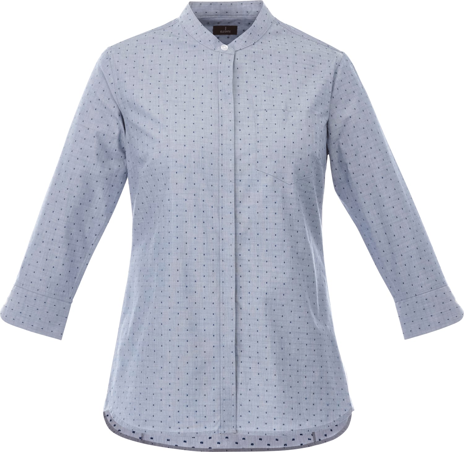 Picture of Women's HUNTINGTON Three Quarter Sleeve Dotted Mandarin Collar Button Up Shirt
