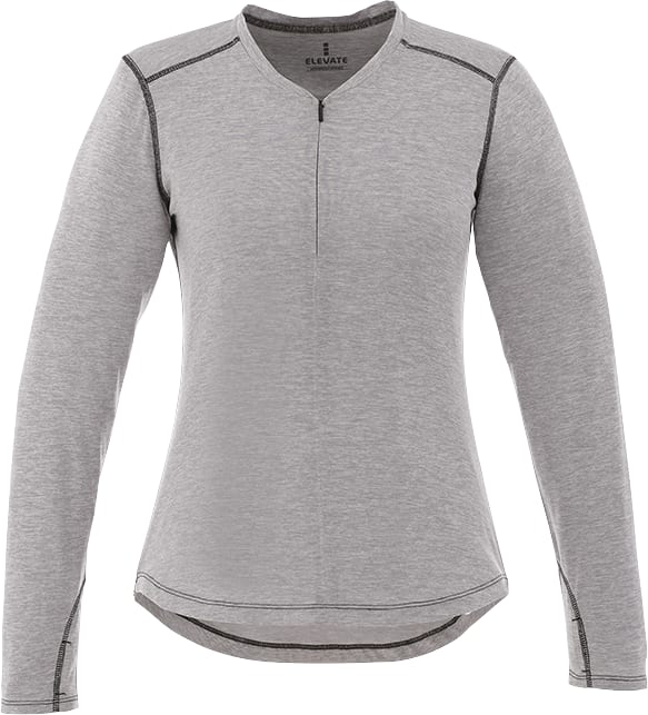 Picture of Women's QUADRA Long Sleeve Performance Quarter Zip Tee Shirt with Thumb Holes