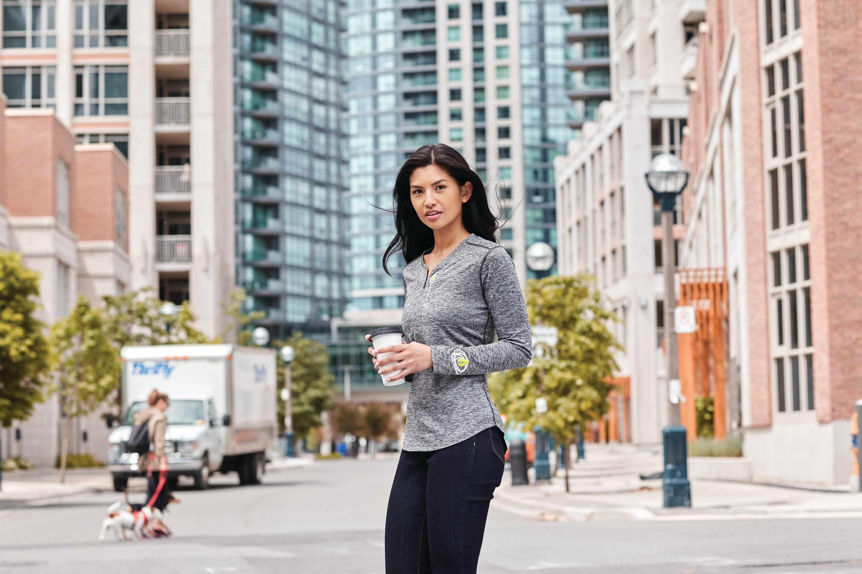 Picture of Women's QUADRA Long Sleeve Performance Quarter Zip Tee Shirt with Thumb Holes
