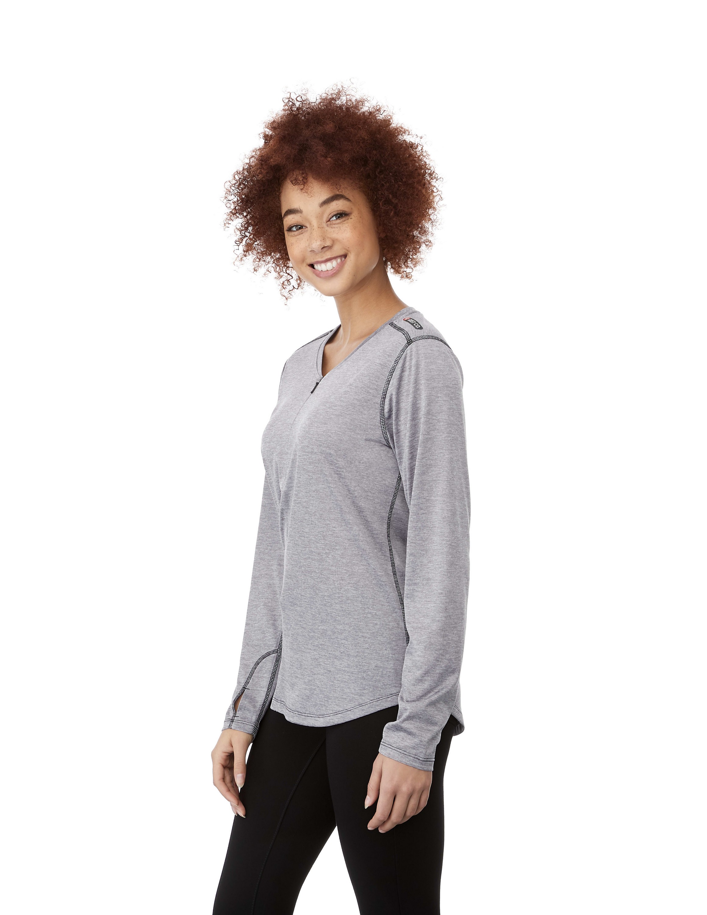 Picture of Women's QUADRA Long Sleeve Performance Quarter Zip Tee Shirt with Thumb Holes