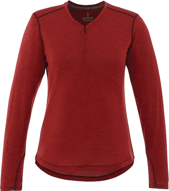 Picture of Women's QUADRA Long Sleeve Performance Quarter Zip Tee Shirt with Thumb Holes