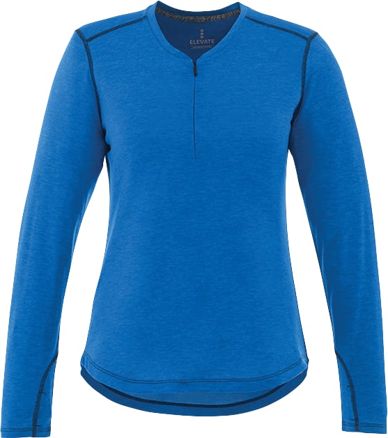 Picture of Women's QUADRA Long Sleeve Performance Quarter Zip Tee Shirt with Thumb Holes