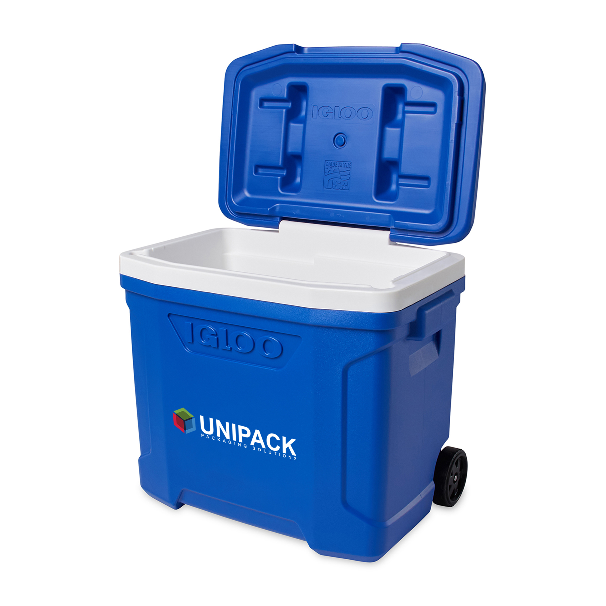 Picture of Igloo Profile II 28 Qt Roller Cooler - White-Majestic Blue