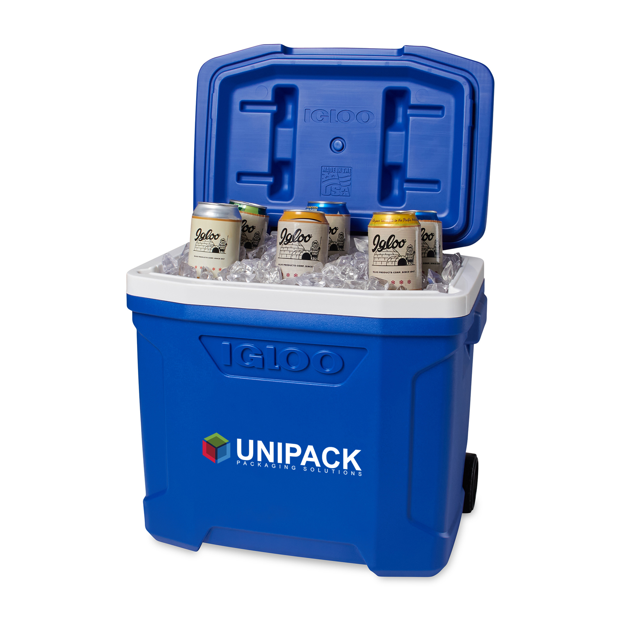 Picture of Igloo Profile II 28 Qt Roller Cooler - White-Majestic Blue
