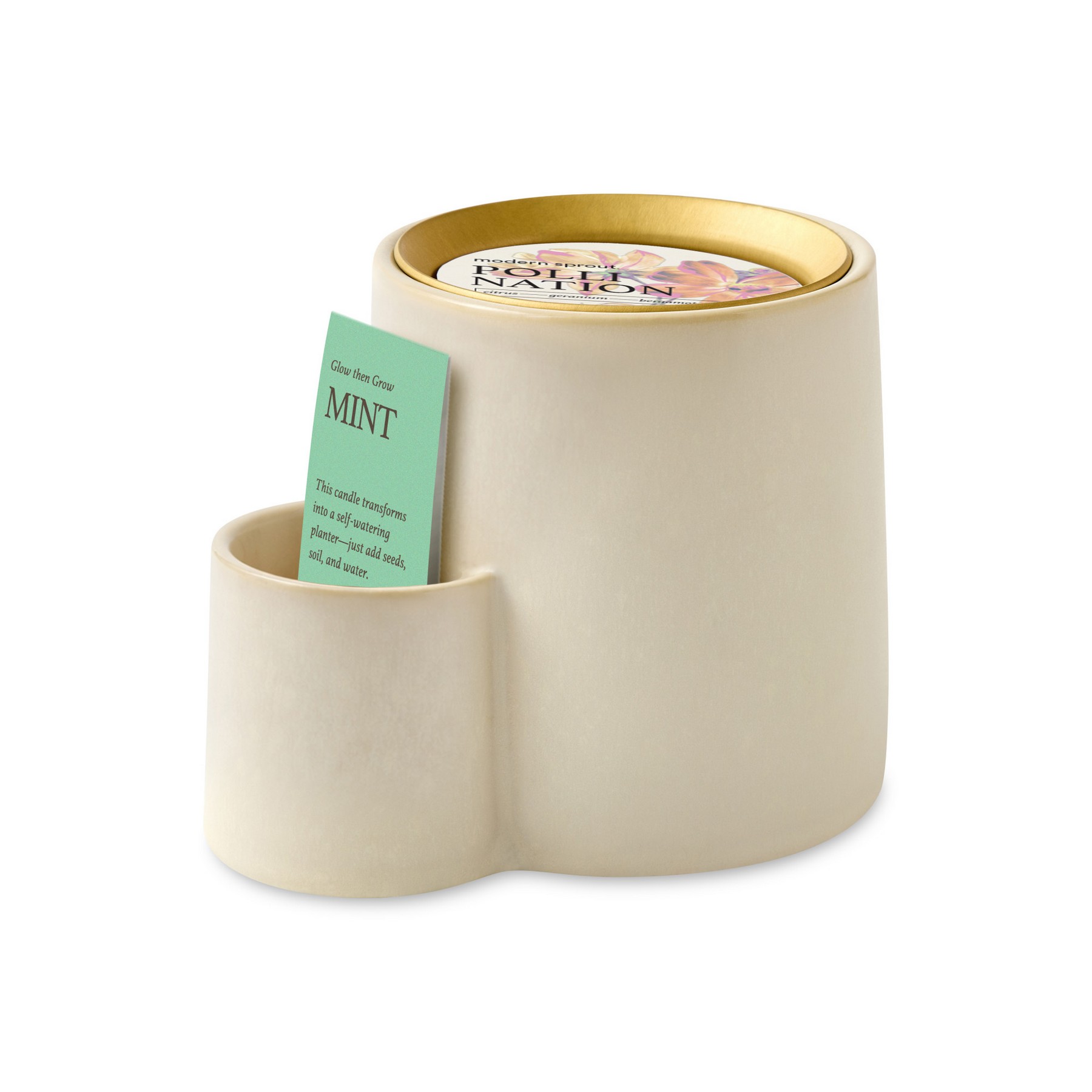 Picture of Modern Sprout Ember Earth Candle + Planter - Stone- Pollination