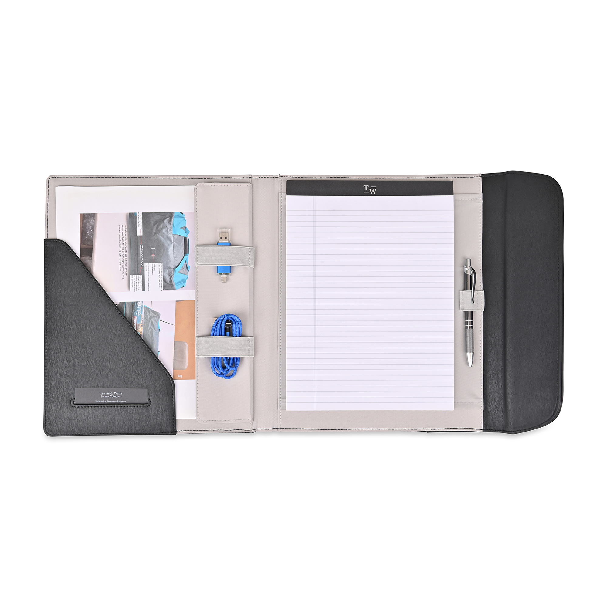 Picture of Travis & Wells Lennox Recycled Nylon Padfolio - Black
