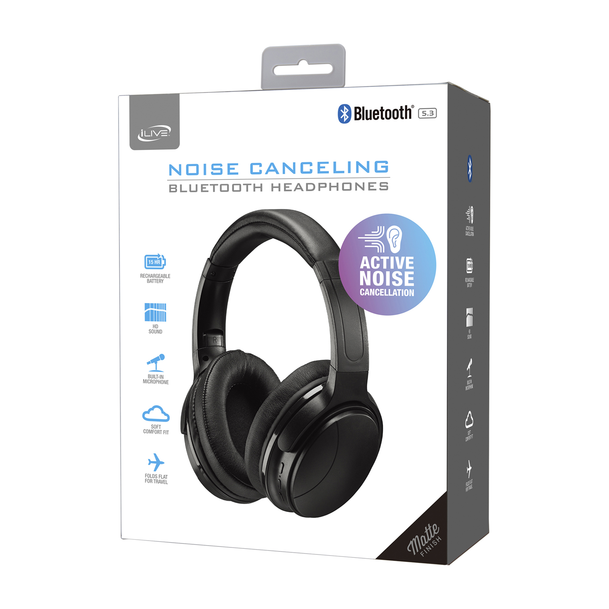 Picture of iLive Active Noise Cancellation Bluetooth Headphones - Black