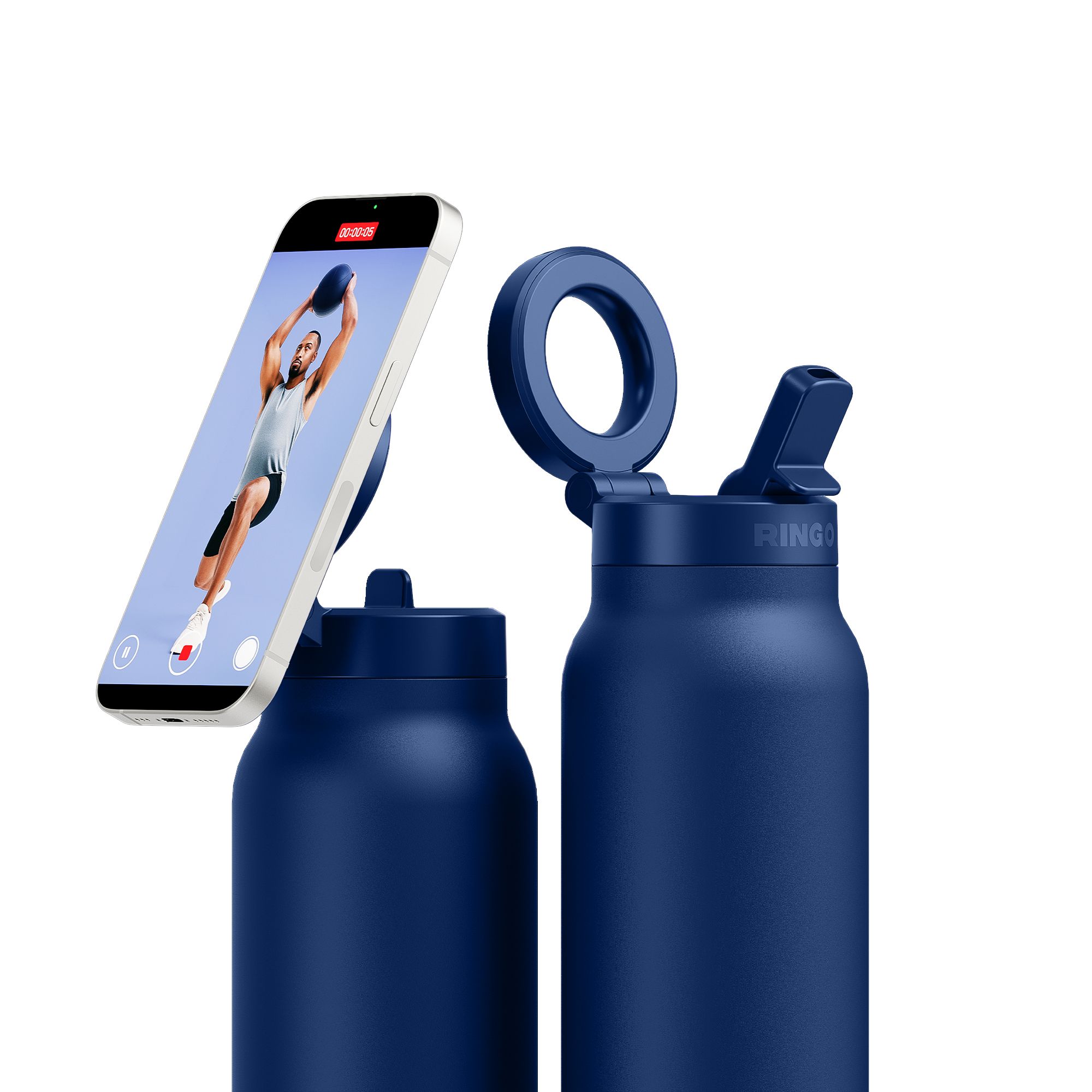 Picture of RINGO Pro Water Bottle with Magnetic Booster Ring - 32 Oz. - Blue