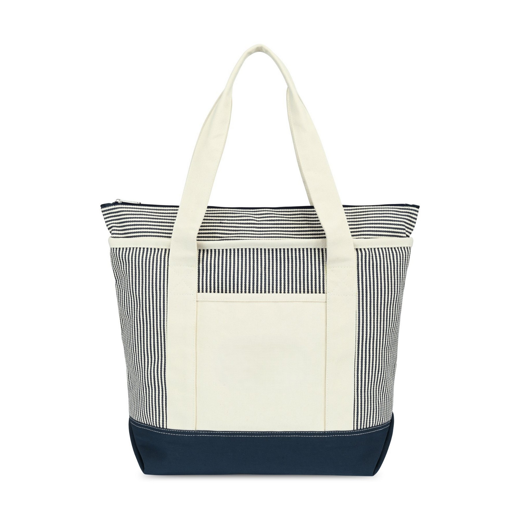 Picture of Newport Cotton Zippered Tote - Navy-Natural Stripe