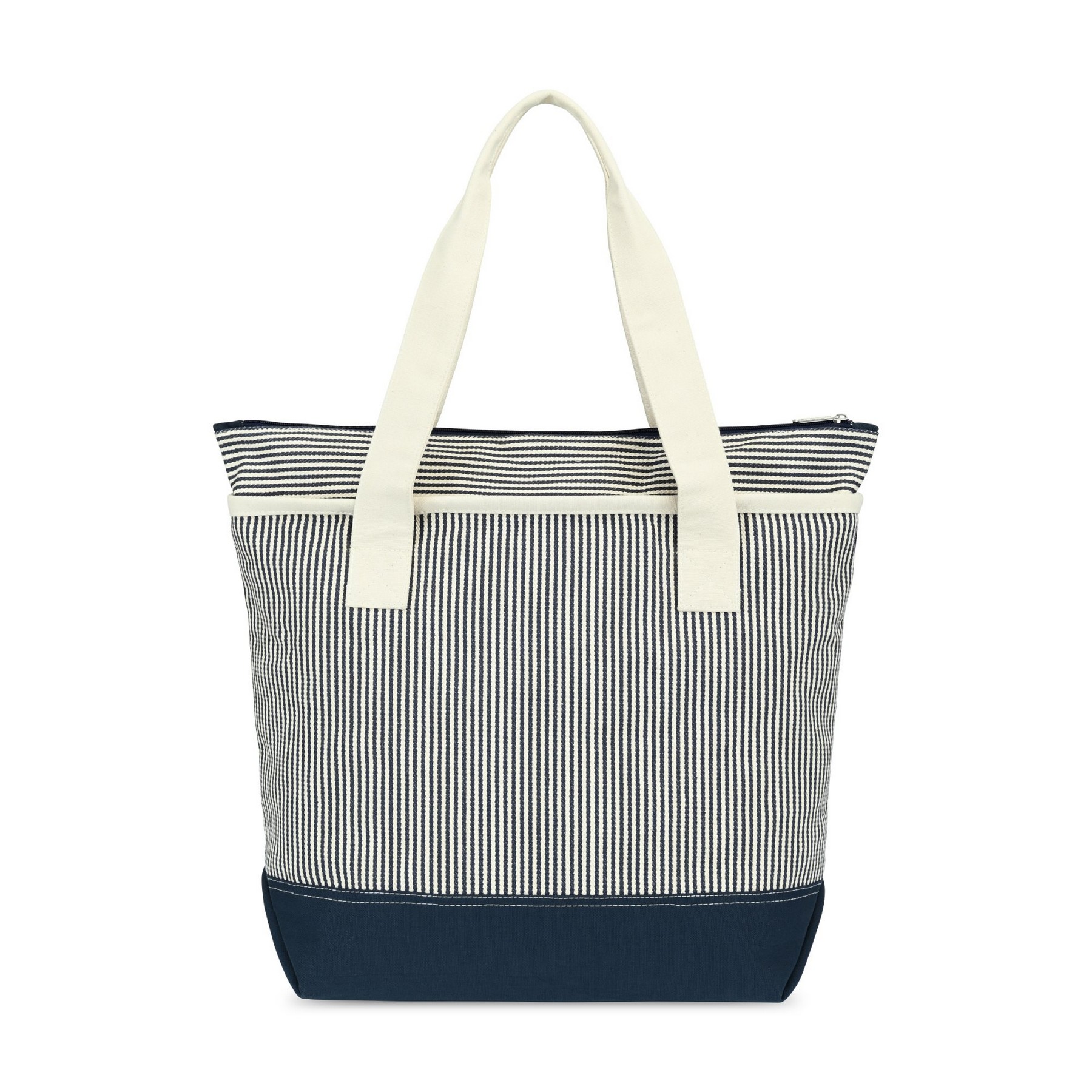Picture of Newport Cotton Zippered Tote - Navy-Natural Stripe