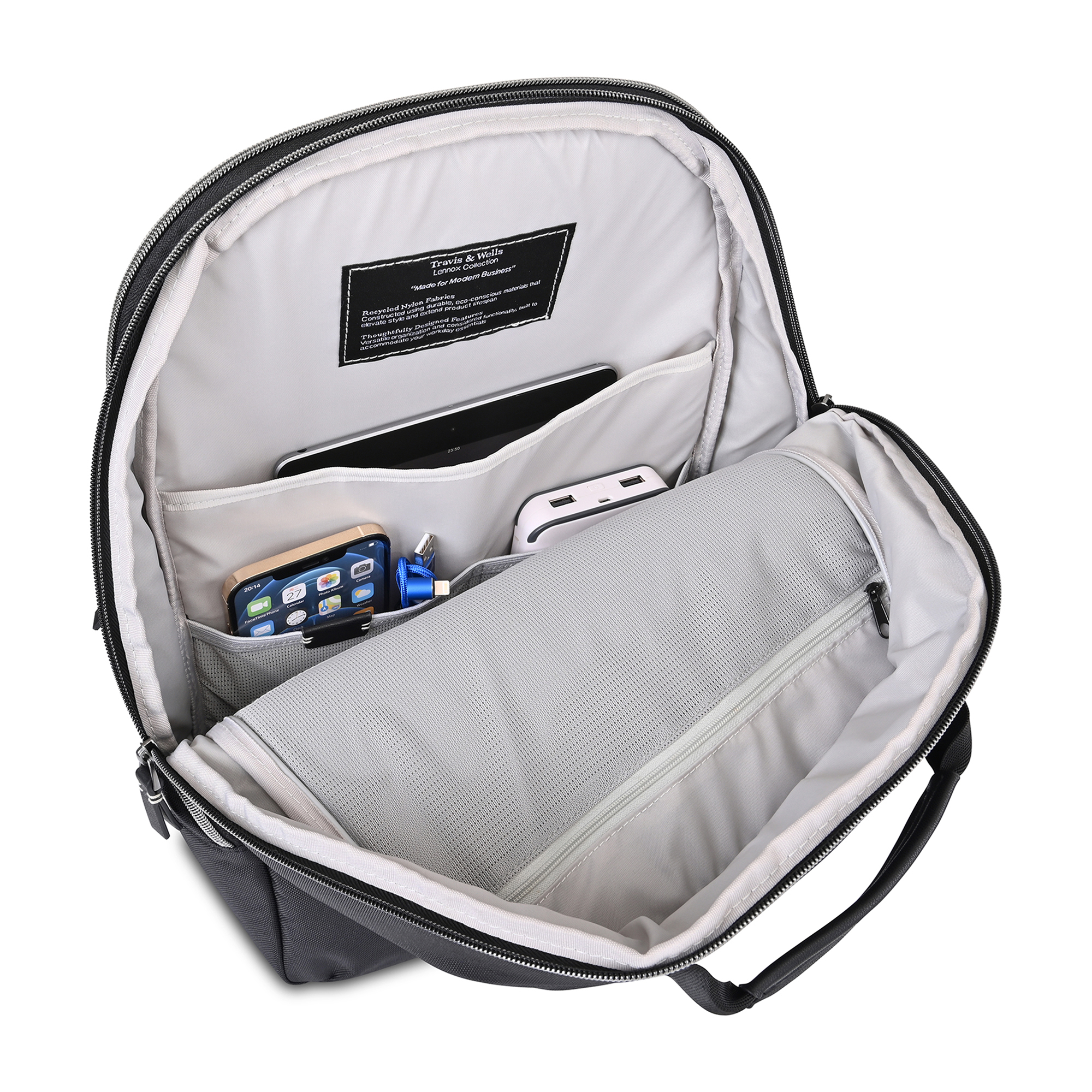 Picture of Travis & Wells Lennox Recycled Nylon Laptop Backpack - Black