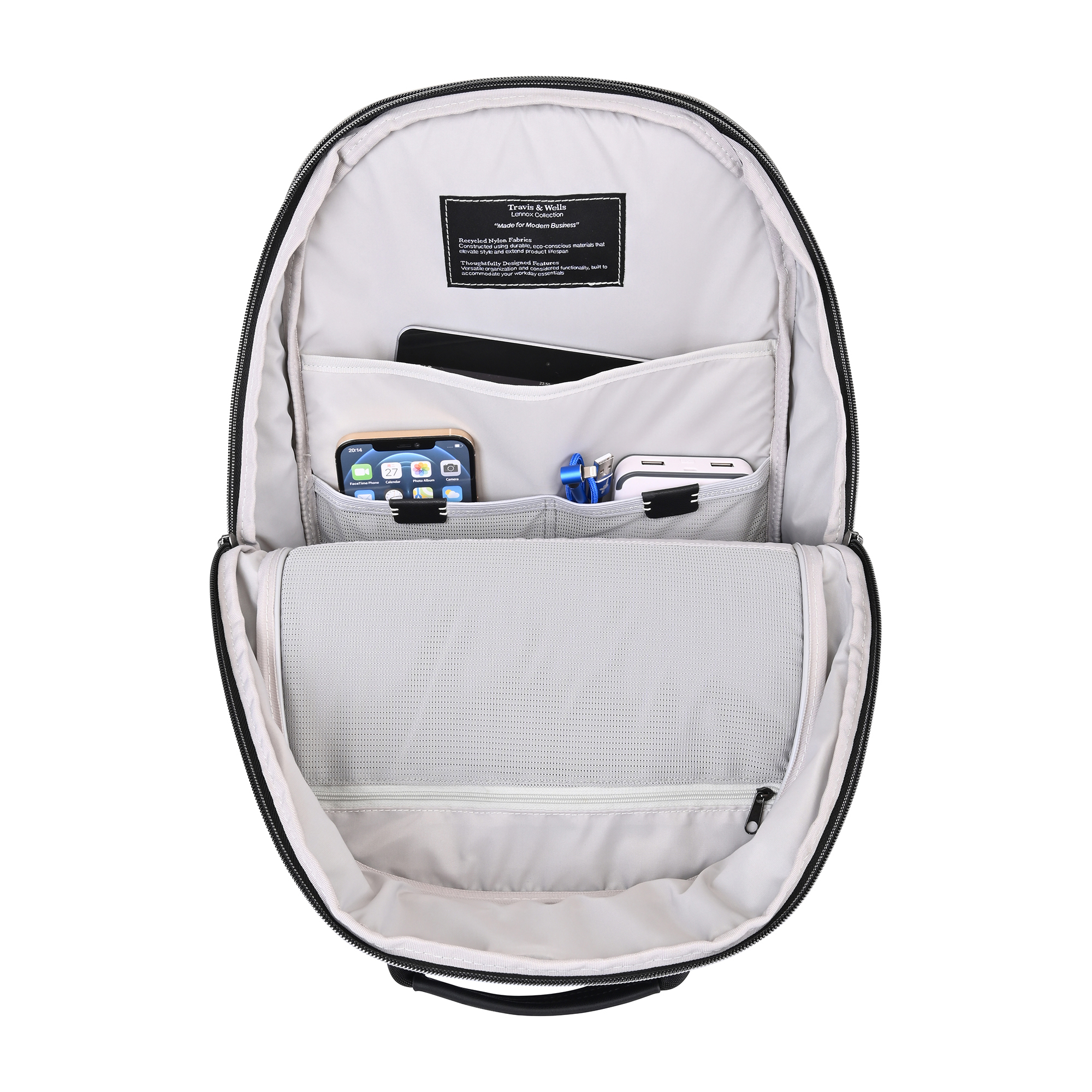 Picture of Travis & Wells Lennox Recycled Nylon Laptop Backpack - Black