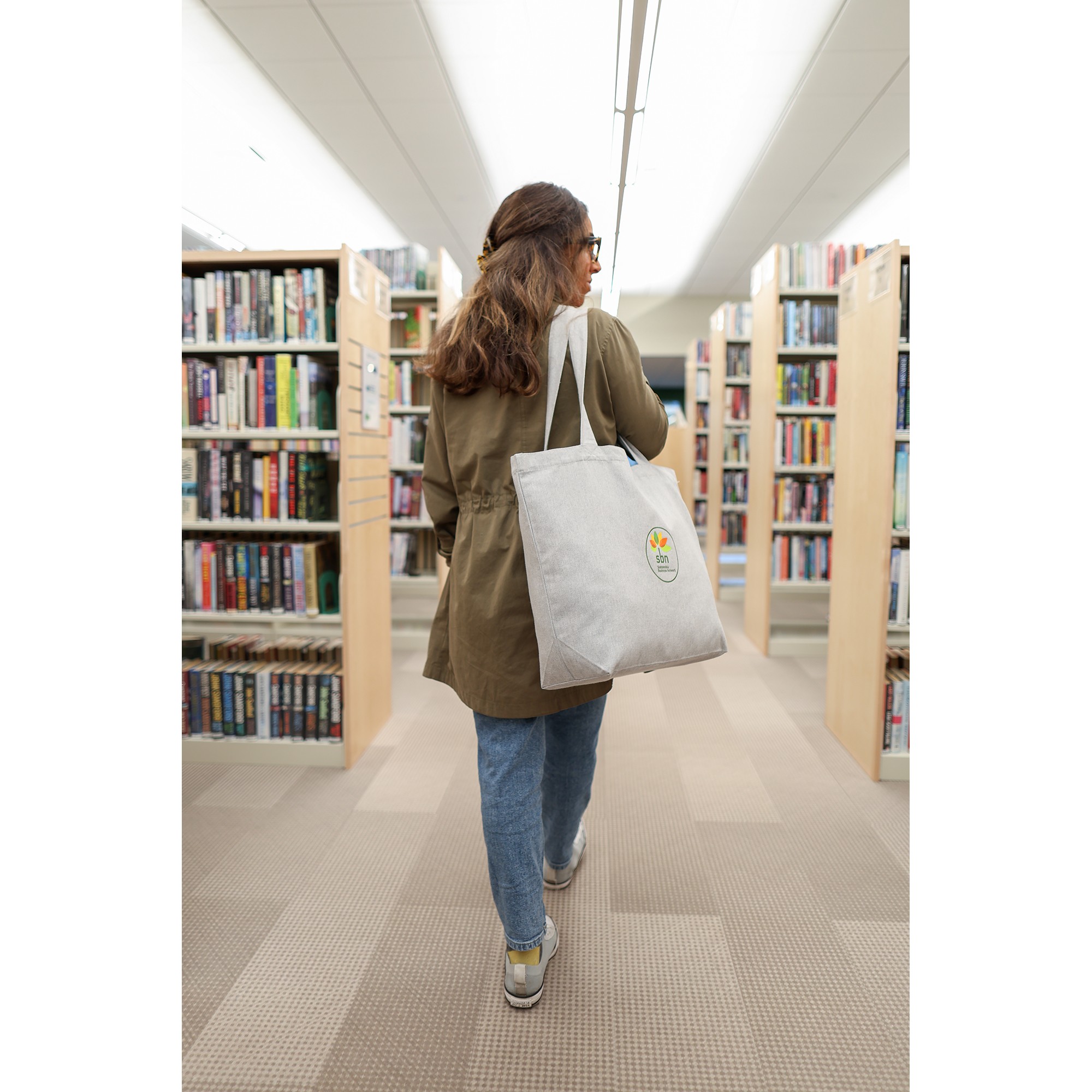 Picture of Recycled Cotton Shopper Tote with Interior Pocket - AWARE - Light Grey