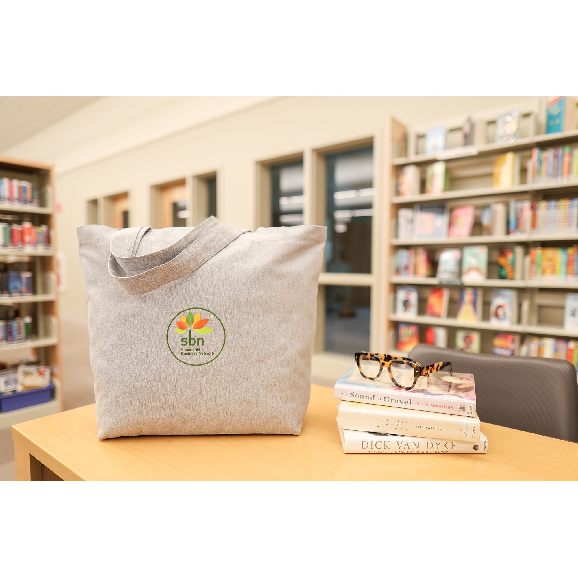 Picture of Recycled Cotton Shopper Tote with Interior Pocket - AWARE - Light Grey