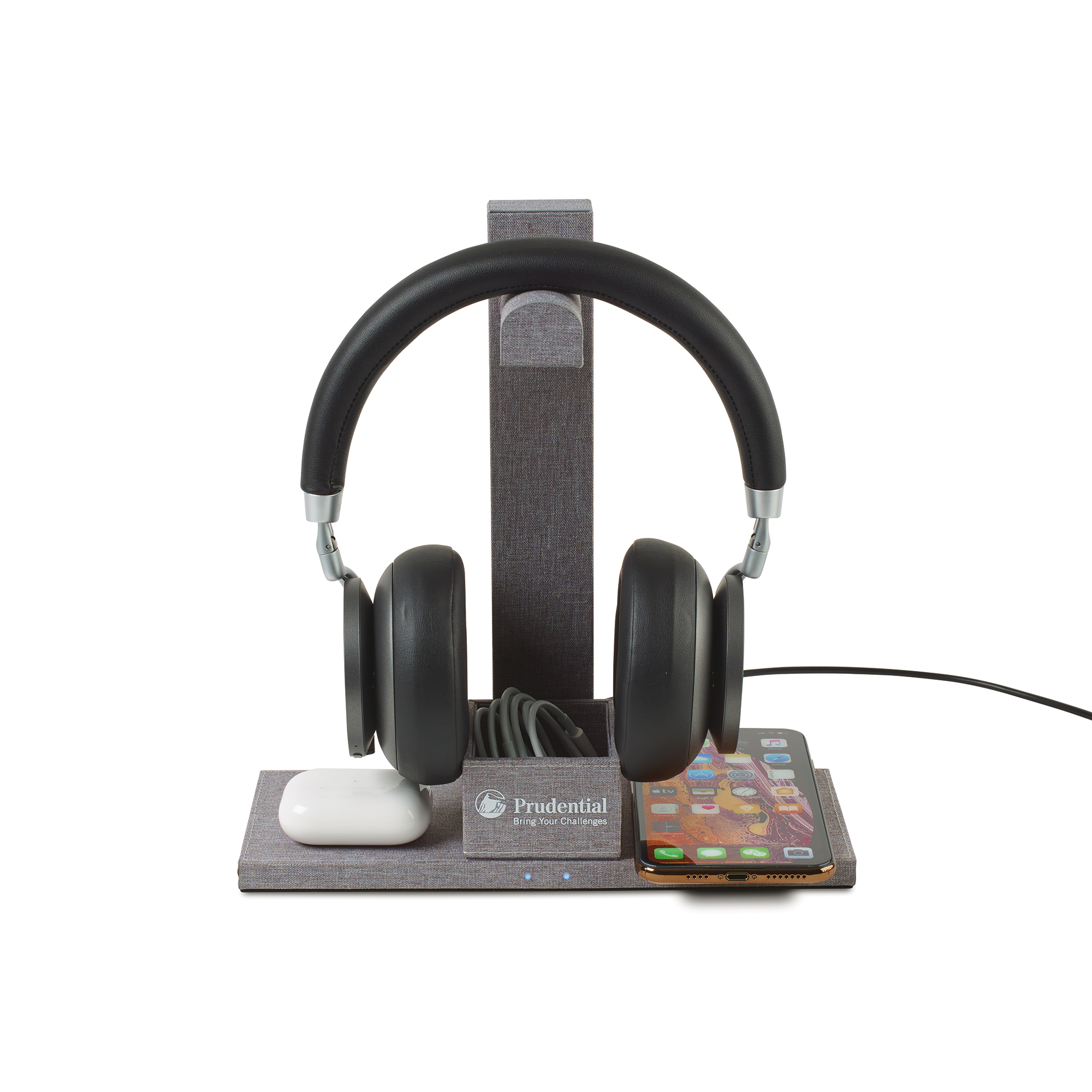 Picture of Truman Dual Wireless Charger and Headphone Stand - Medium Grey Heather
