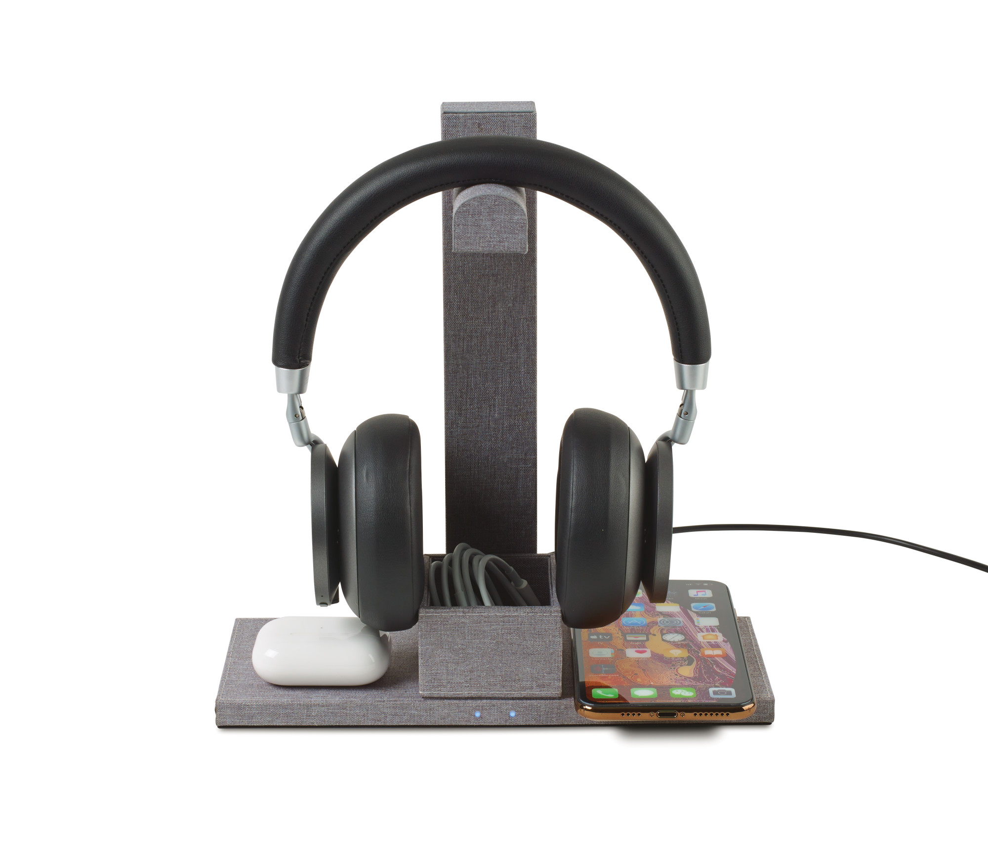 Picture of Truman Dual Wireless Charger and Headphone Stand - Medium Grey Heather