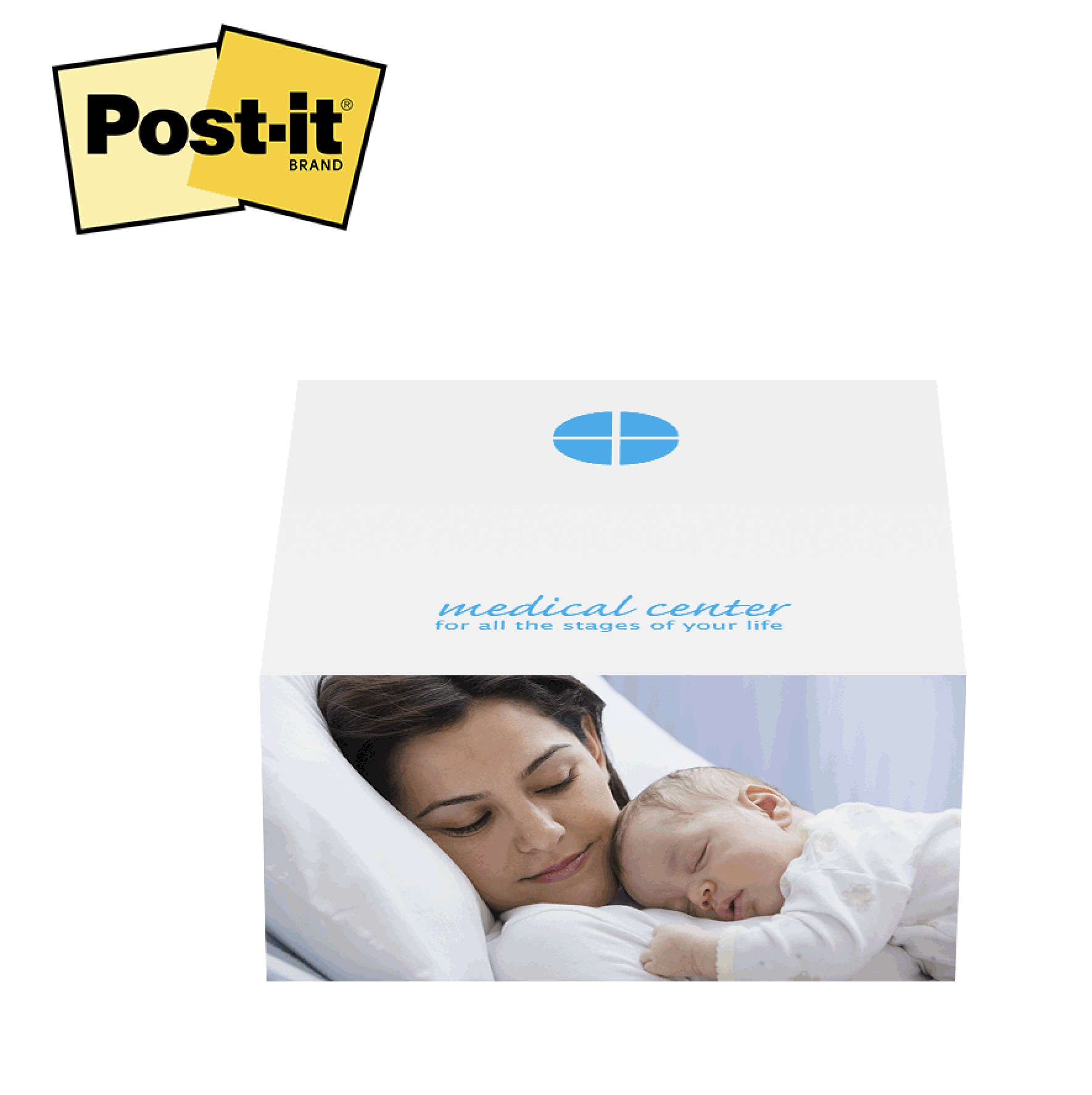 Picture of Post-it® Custom Printed Noted Half Cube (3 3/8"x3 3/8"x1 3/4")