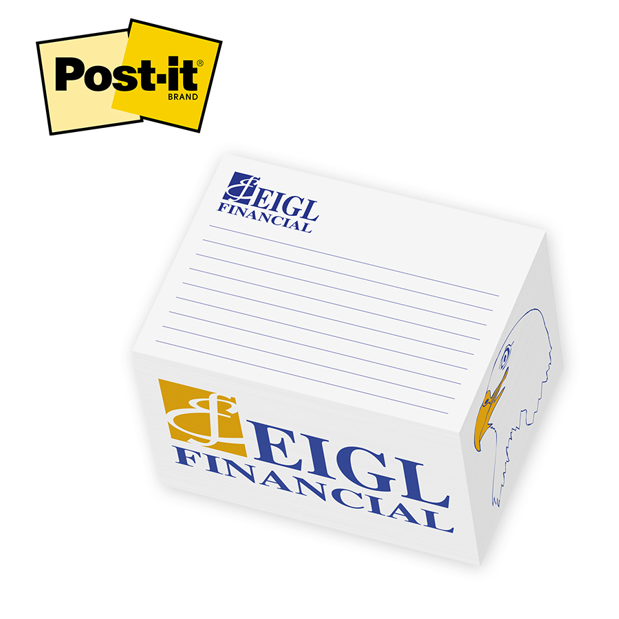 Picture of Post-it® Notes Custom Printed Rectangle Full Cube Note Pad (3"x4"x2¾")
