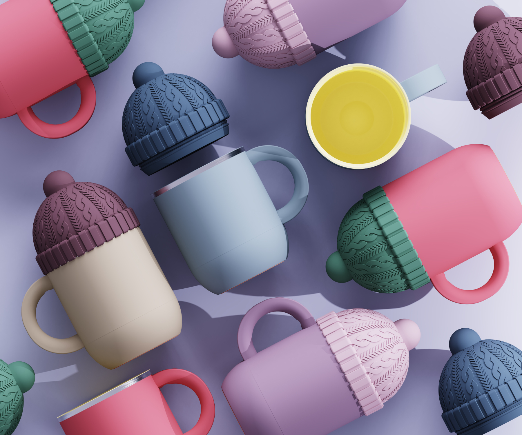 Picture of 12 oz Insulated Mug with Ceramic Coated Interior - Asobu Happy Hats Beanie