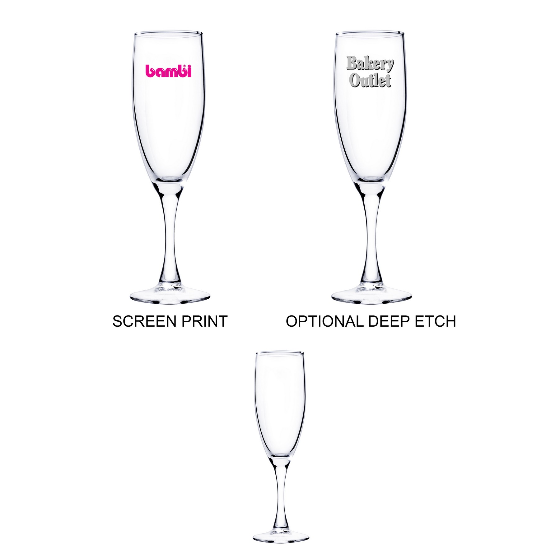 Picture of 5.75 oz Screen Printed Champagne Glass With Tapered Stem in Bellagio Box (2-Piece Set)