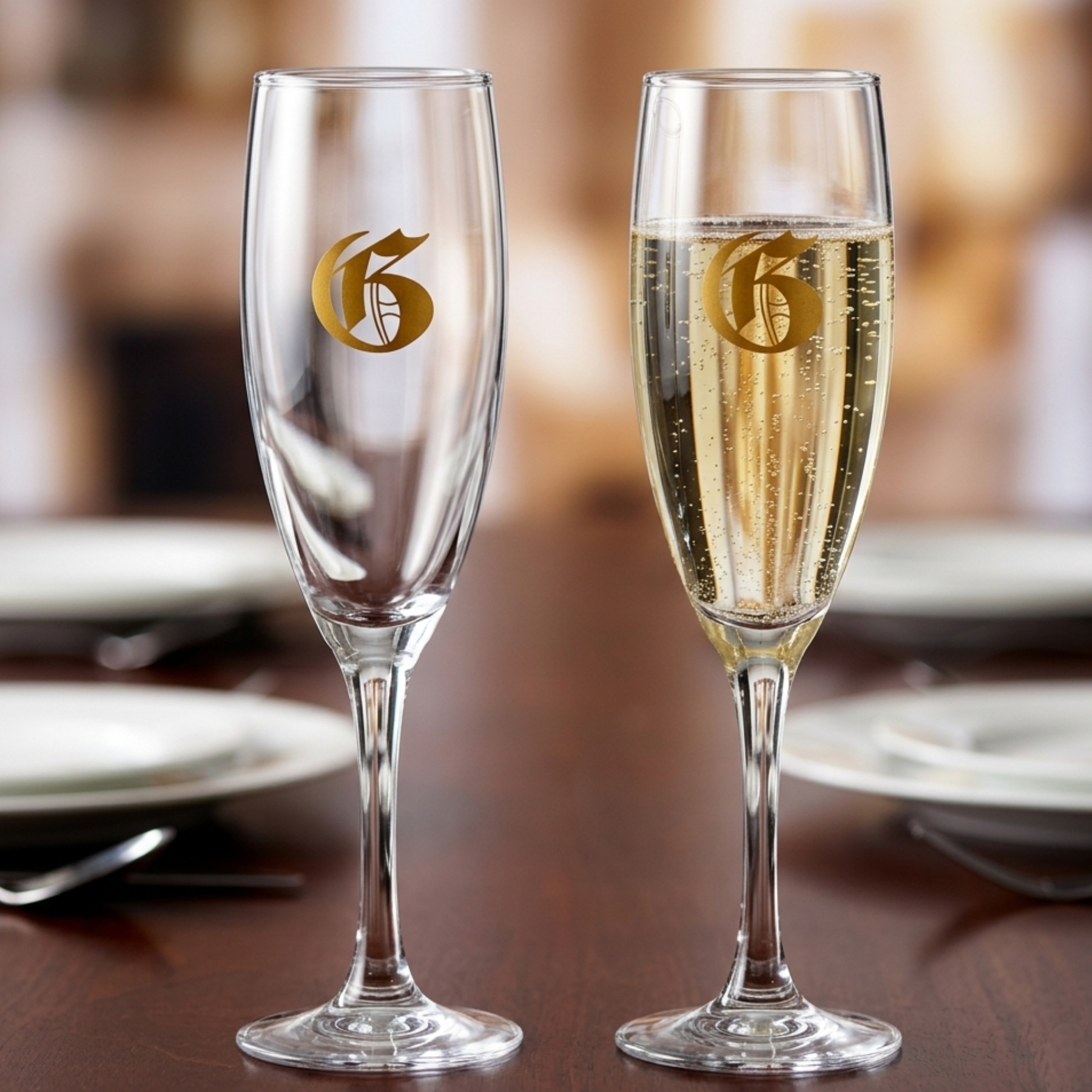 Picture of 5.75 oz Champagne Flute Glass with Tapered Stem (Screen Printed)