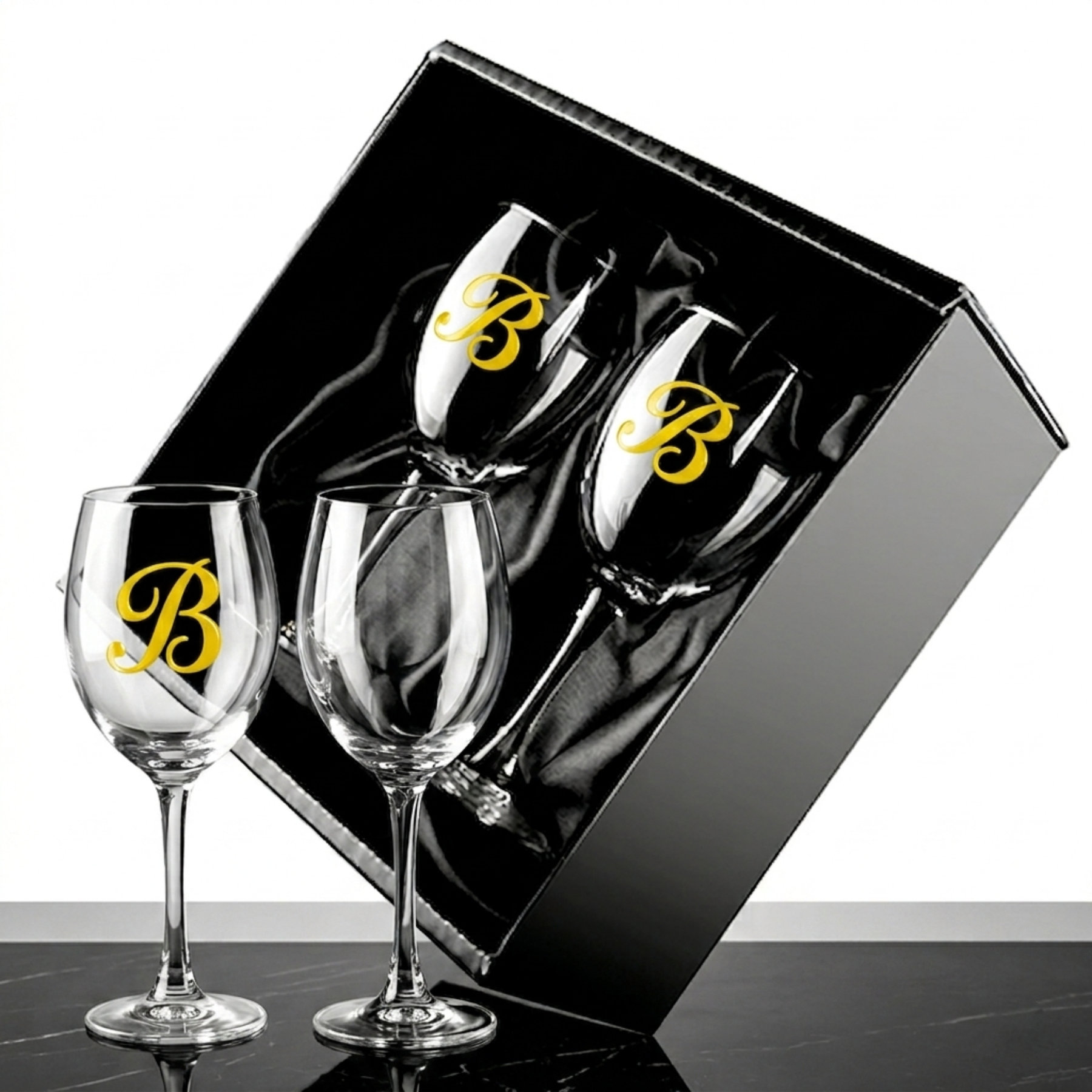 Picture of 10 oz Wine Glasses, 2-Piece Set in Bellagio Box (Screen Printed )