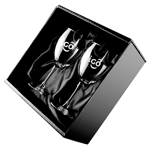 Picture of 10 oz Wine Glasses, 2-Piece Set in Bellagio Box (Screen Printed )