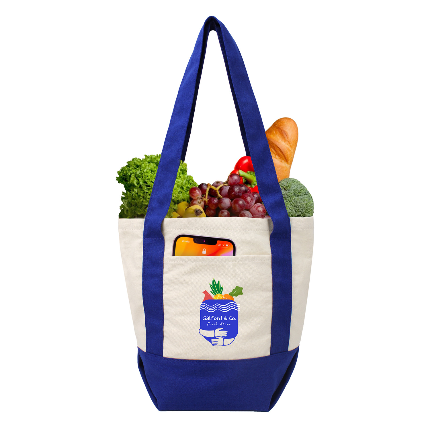 Picture of Custom 10 Oz. Mini Cotton Canvas Boat Tote (100+ Trim Handle Colors to Choose)
