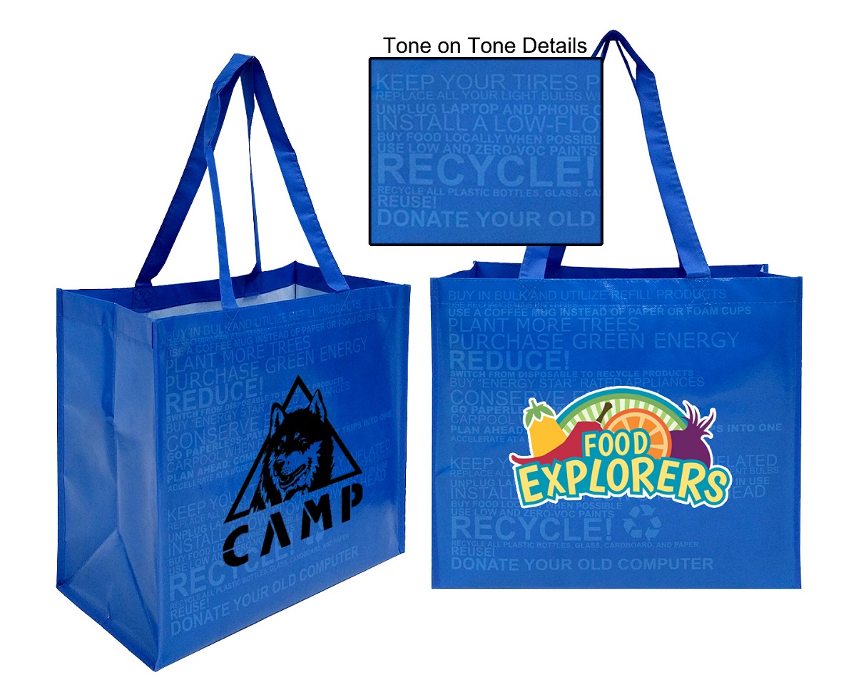 Picture of Laminated Tote High Gloss Finish w/ Pre Printed Tone on Tone -CUSTOM ONLY 1000PC MIN