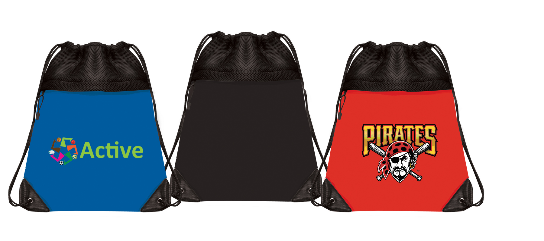 Picture of Mesh Drawstring Bag with Micro Fiber Front Zipper Pocket
