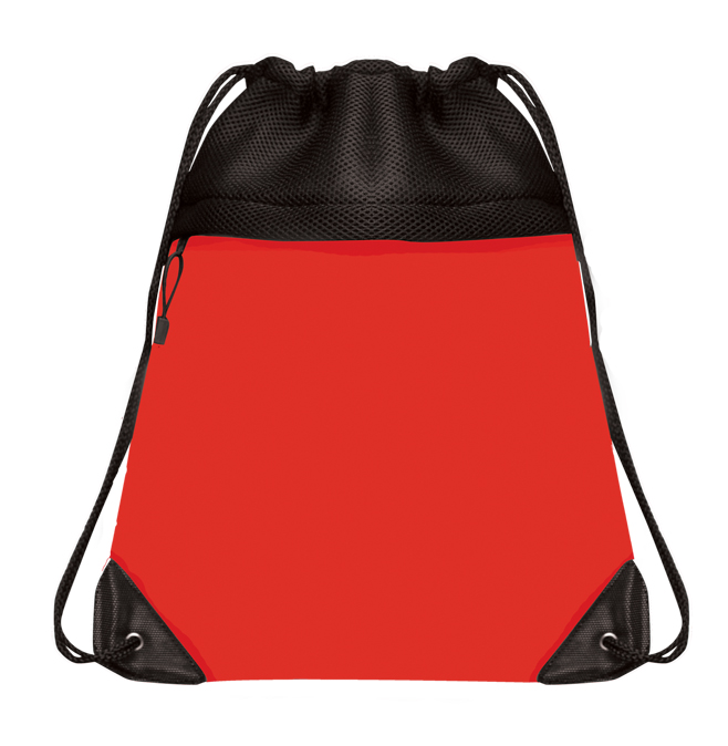 Picture of Mesh Drawstring Bag with Micro Fiber Front Zipper Pocket