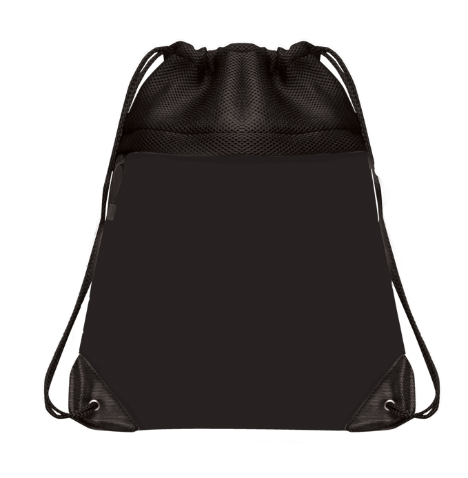 Picture of Mesh Drawstring Bag with Micro Fiber Front Zipper Pocket