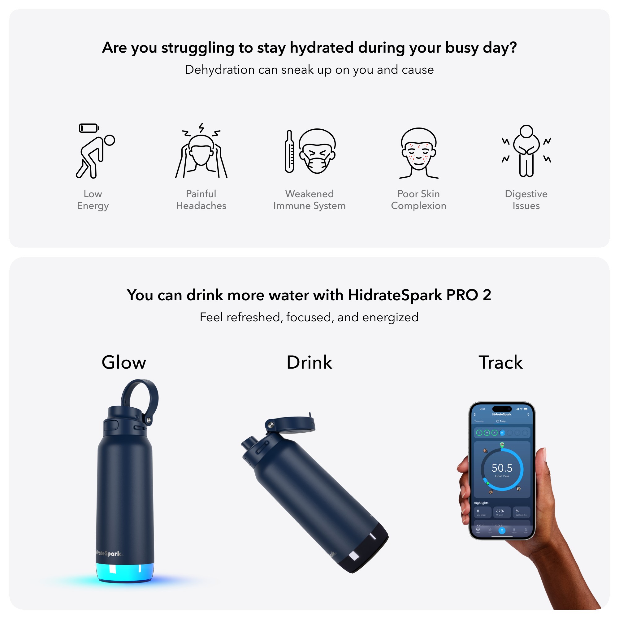Picture of HidrateSpark® 32 oz. PRO 2 Bottle with Chug Lid