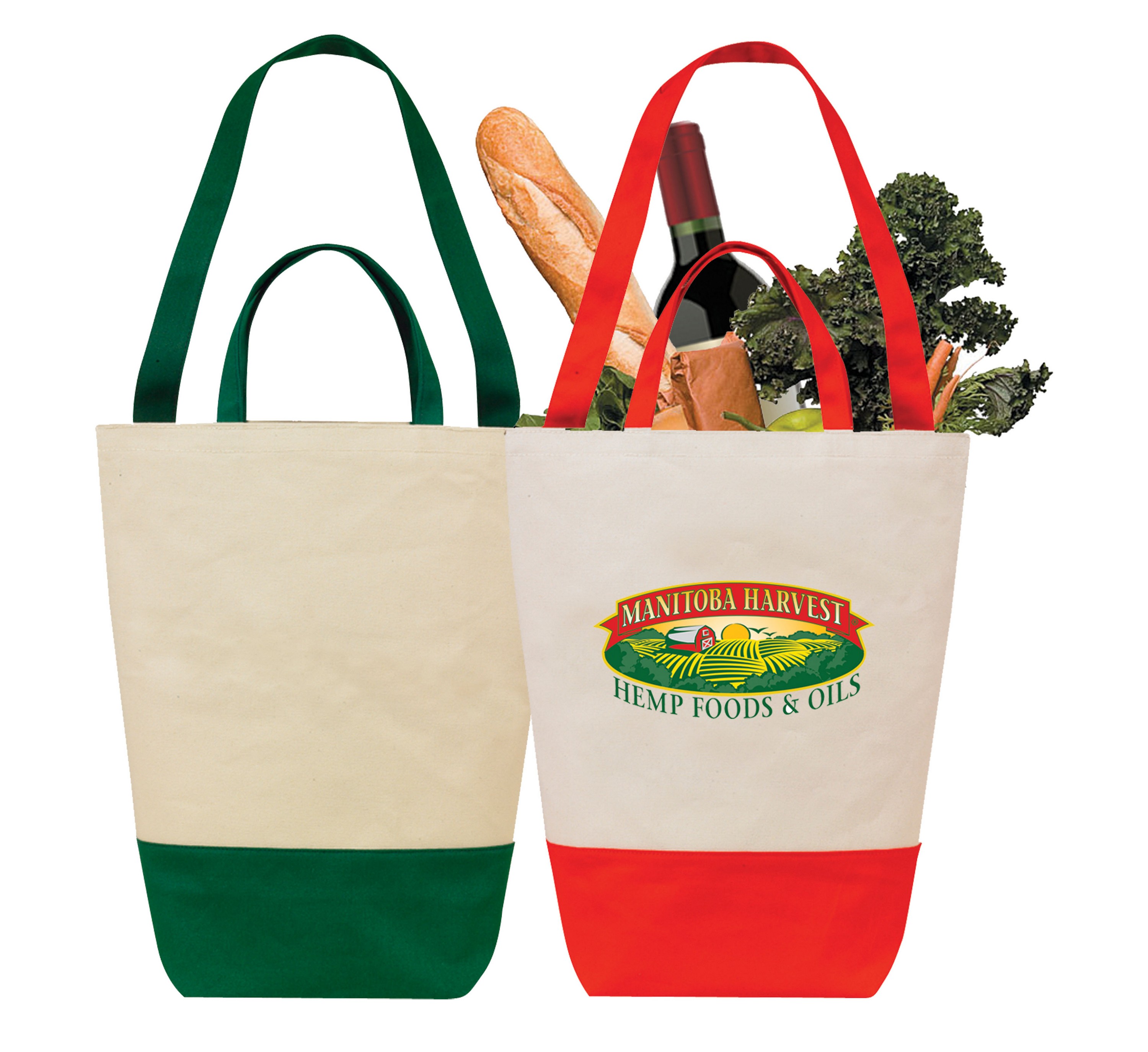 Picture of Dual Handle Cotton Shopping Bag w/ Accent Bottom CUSTOM ONLY 1000PC MIN