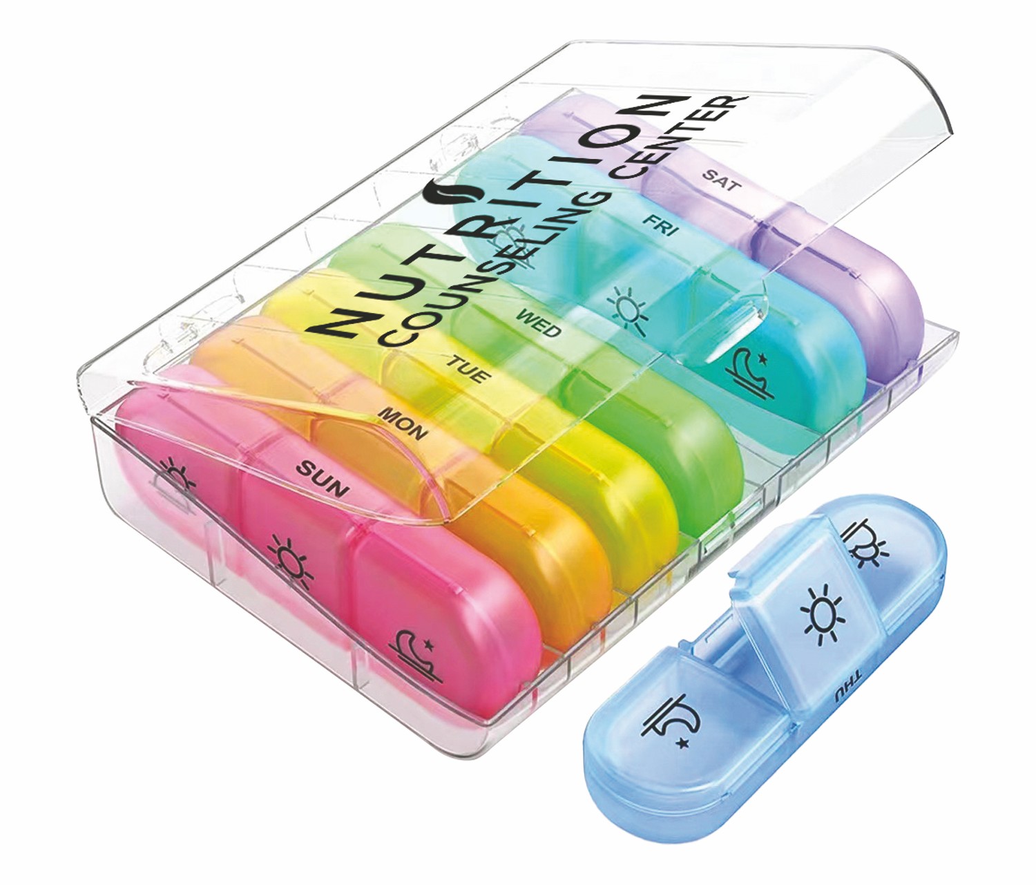 Picture of Clear/Rainbow Travel Pill Container