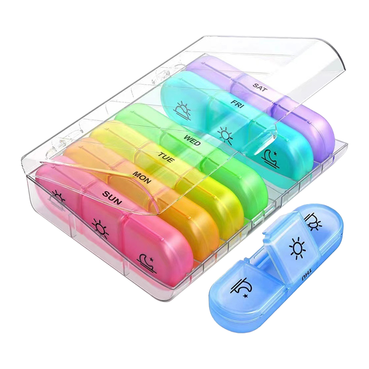 Picture of Clear/Rainbow Travel Pill Container
