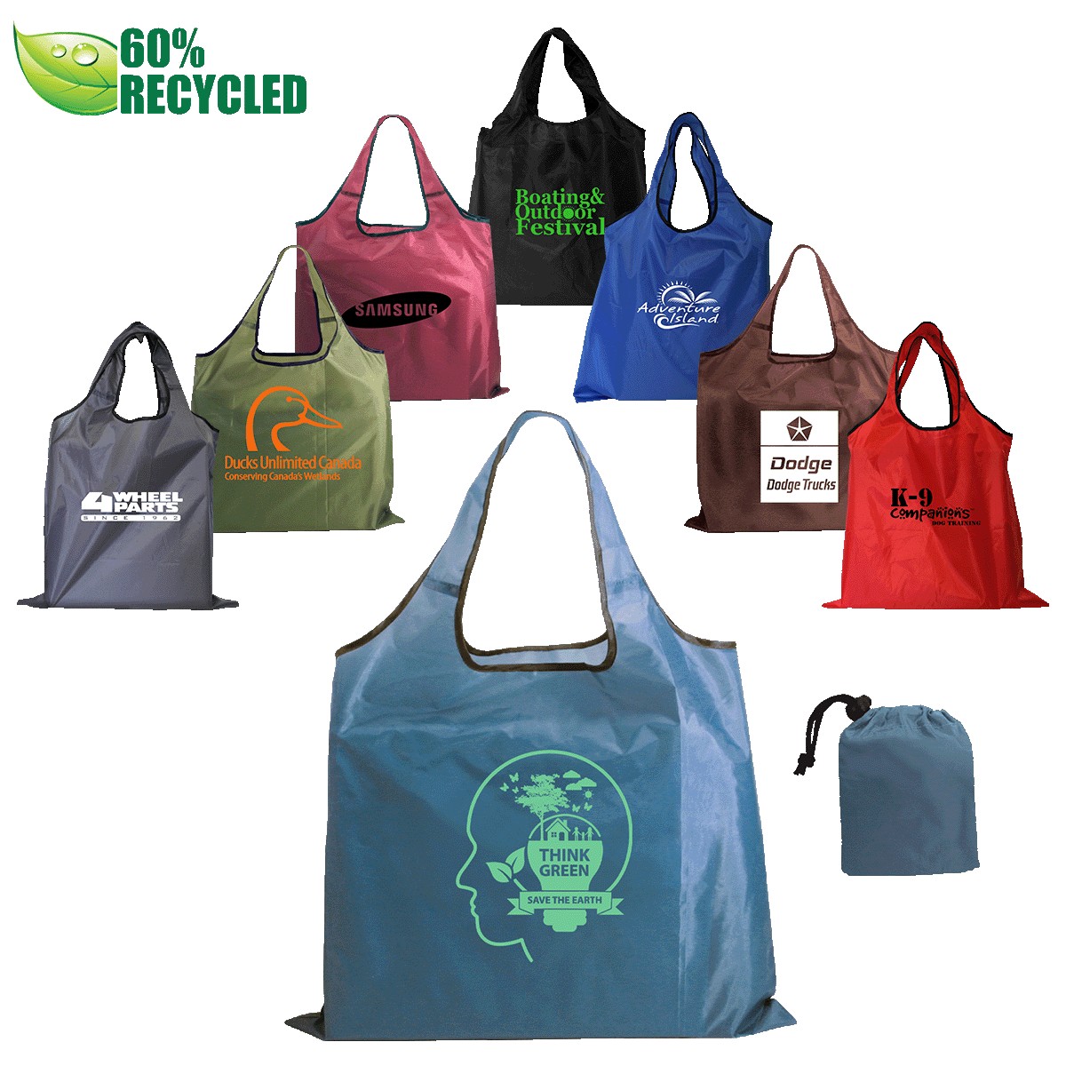 Picture of RPET Fold Away Carryall Tote Bag (Spot Color)