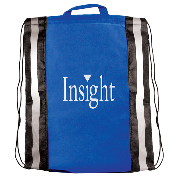 Picture of Non-Woven Reflective Drawstring Backpack w/Stripes (Spot Color)