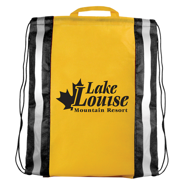 Picture of Non-Woven Reflective Drawstring Backpack w/Stripes (Spot Color)