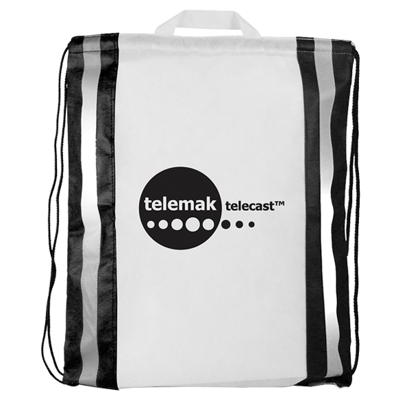 Picture of Non-Woven Reflective Drawstring Backpack w/Stripes (Spot Color)
