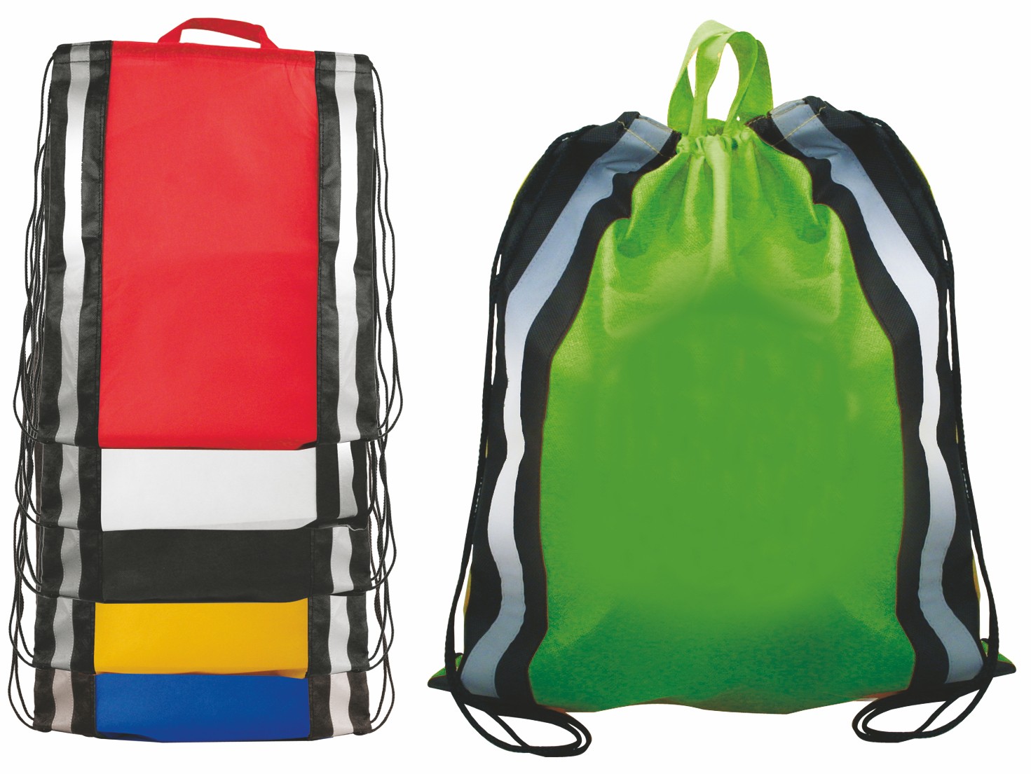 Picture of Non-Woven Reflective Drawstring Backpack w/Stripes (Spot Color)