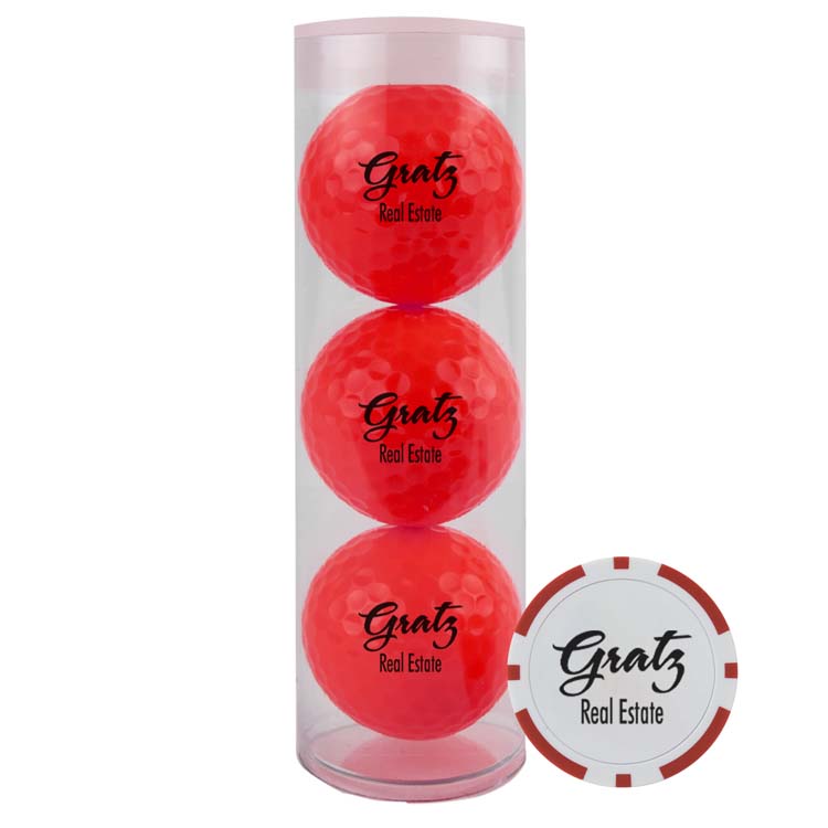 Picture of Golf Ball Tube with Poker Chip Ball Marker