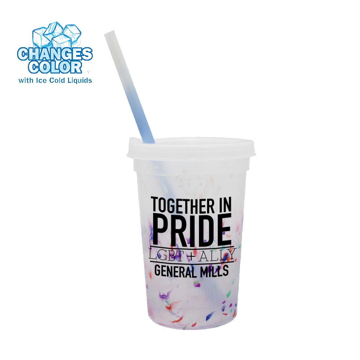 Picture of 22 Oz. Rainbow Confetti Mood Cup/Straw/Lid Set