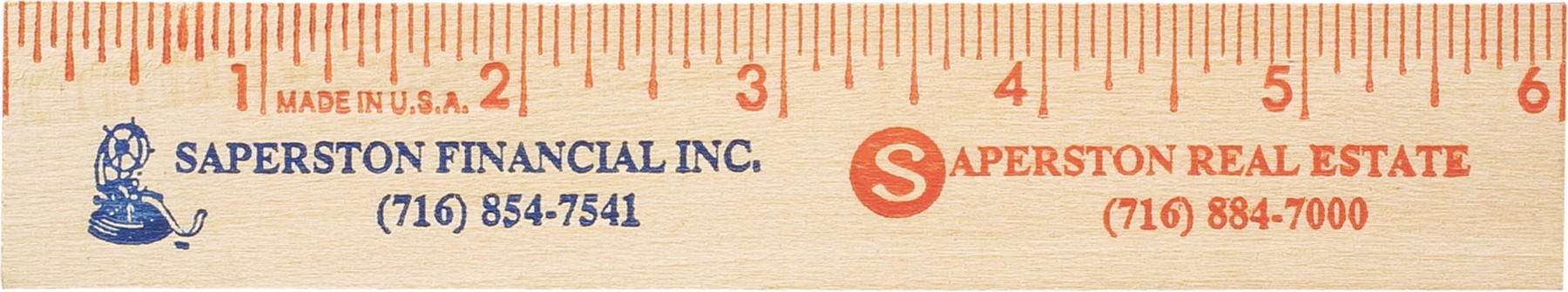 Picture of 6" Natural Finish Flat Wooden Ruler (Spot Color)